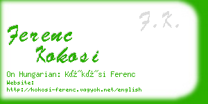 ferenc kokosi business card